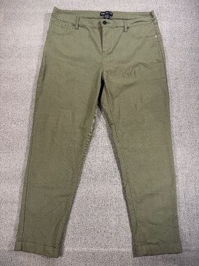 Body By Us Womens 2X Olive Green Stretch Pants Straight Leg Cuffed Hem Y2K